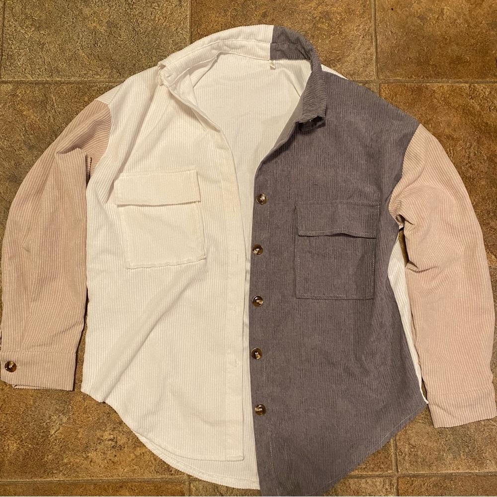 Neutral Colors Corduroy Button Down
